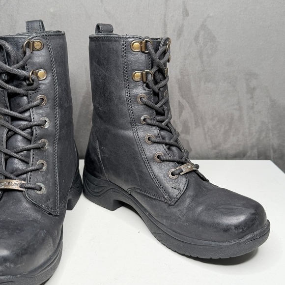 Dublin Tilly  Boots Womens 9.5 Black Leather Lace Up Side Zip Combat Waterproof - Picture 5 of 10